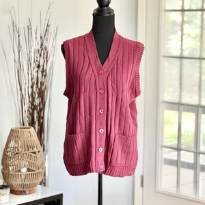Vintage Button Sweater Vest With Pockets